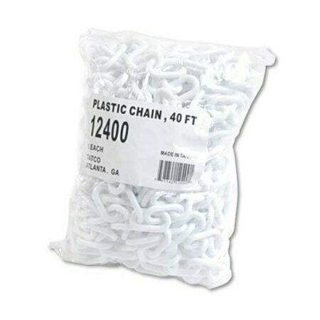 TATCO PRODUCTS Tatco, Crowd Control Stanchion Chain, Plastic, 40ft, White 12400